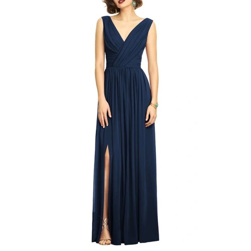 Dessy Collection Surplice Ruched Chiffon Gown 12